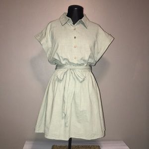 Mint Linen Collared Dress